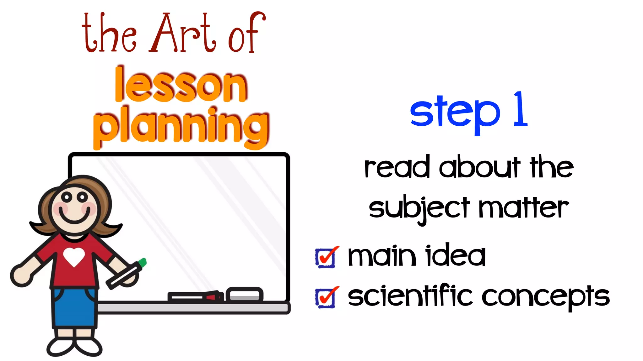 lesson
the Art of
planning
read about the
subject matter!
main idea
scientific concepts
step 1
 