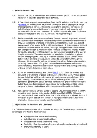 Teaching & Learning in Second Life | DOC