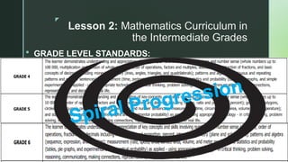 z
Lesson 2: Mathematics Curriculum in
the Intermediate Grades
 GRADE LEVEL STANDARDS:
Spiral Progression
 