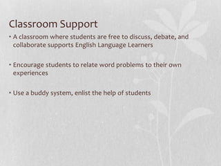 Teaching math to english language learners | PPTX