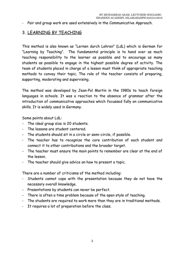 Teaching methods overview by muhammad azam | PDF