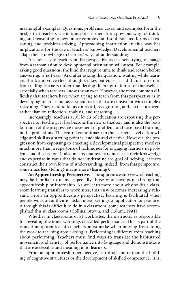 Teaching Perspectives Good Teaching One Size Fits All
