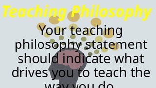Teaching Philosophy
Your teaching
philosophy statement
should indicate what
drives you to teach the
 