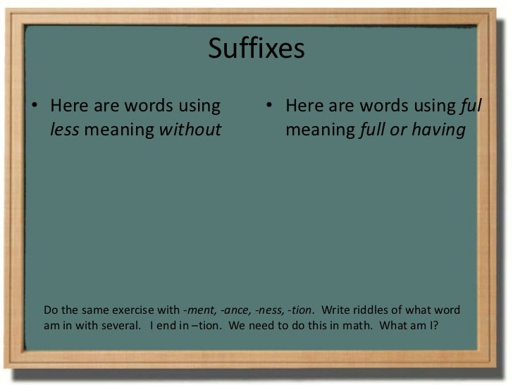 Teaching prefixes, suffixes and roots