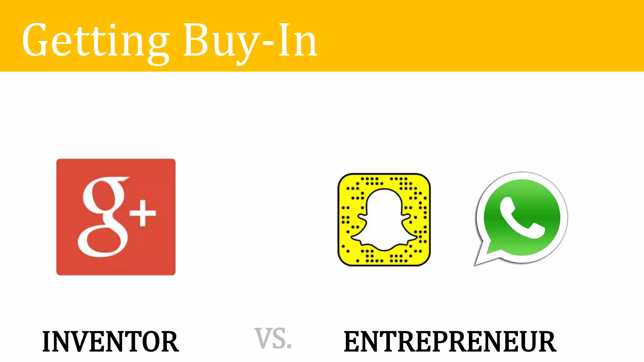 Getting Buy-In
INVENTOR ENTREPRENEURVS.
 