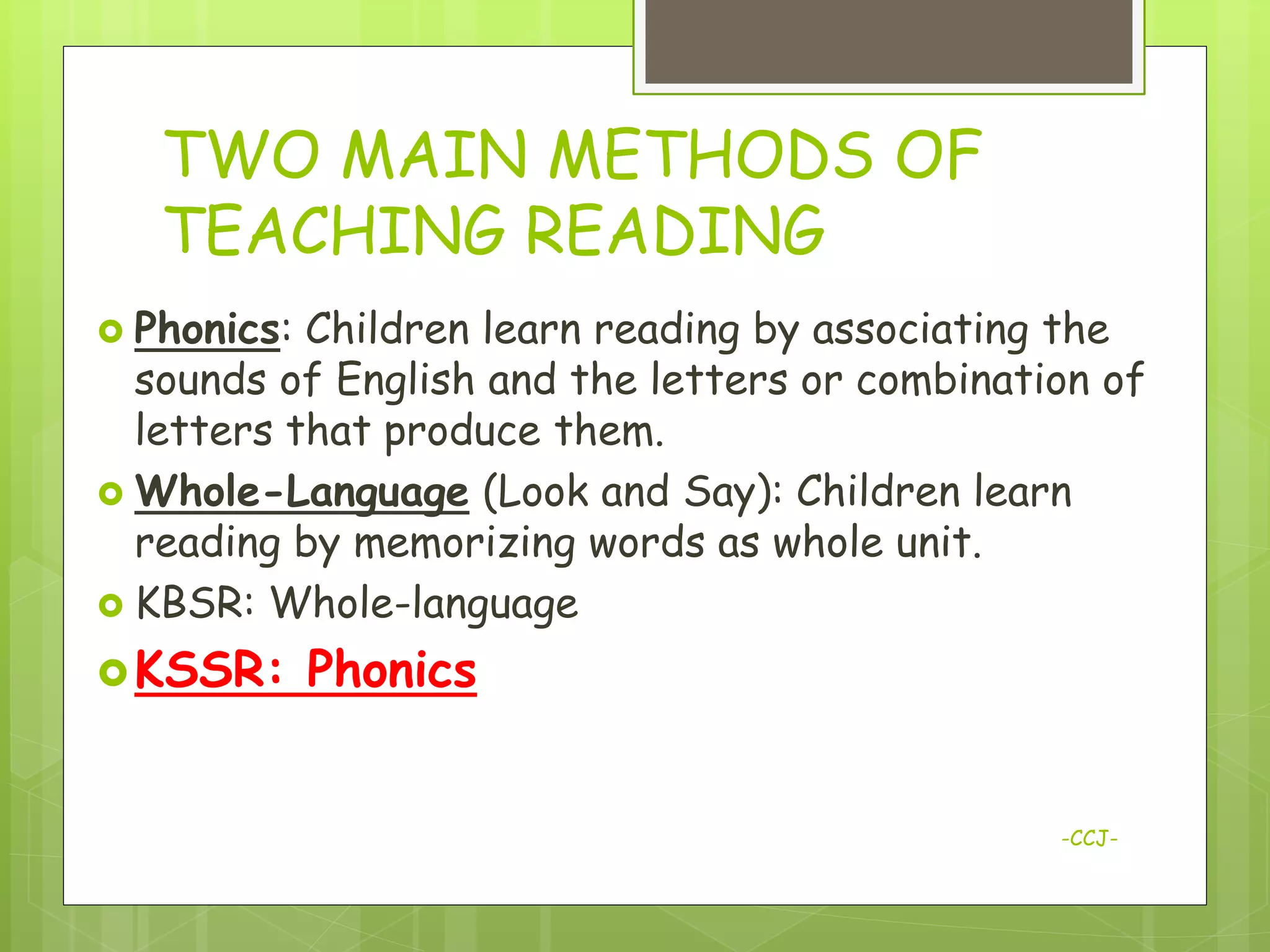 Teaching reading through phonics | PDF