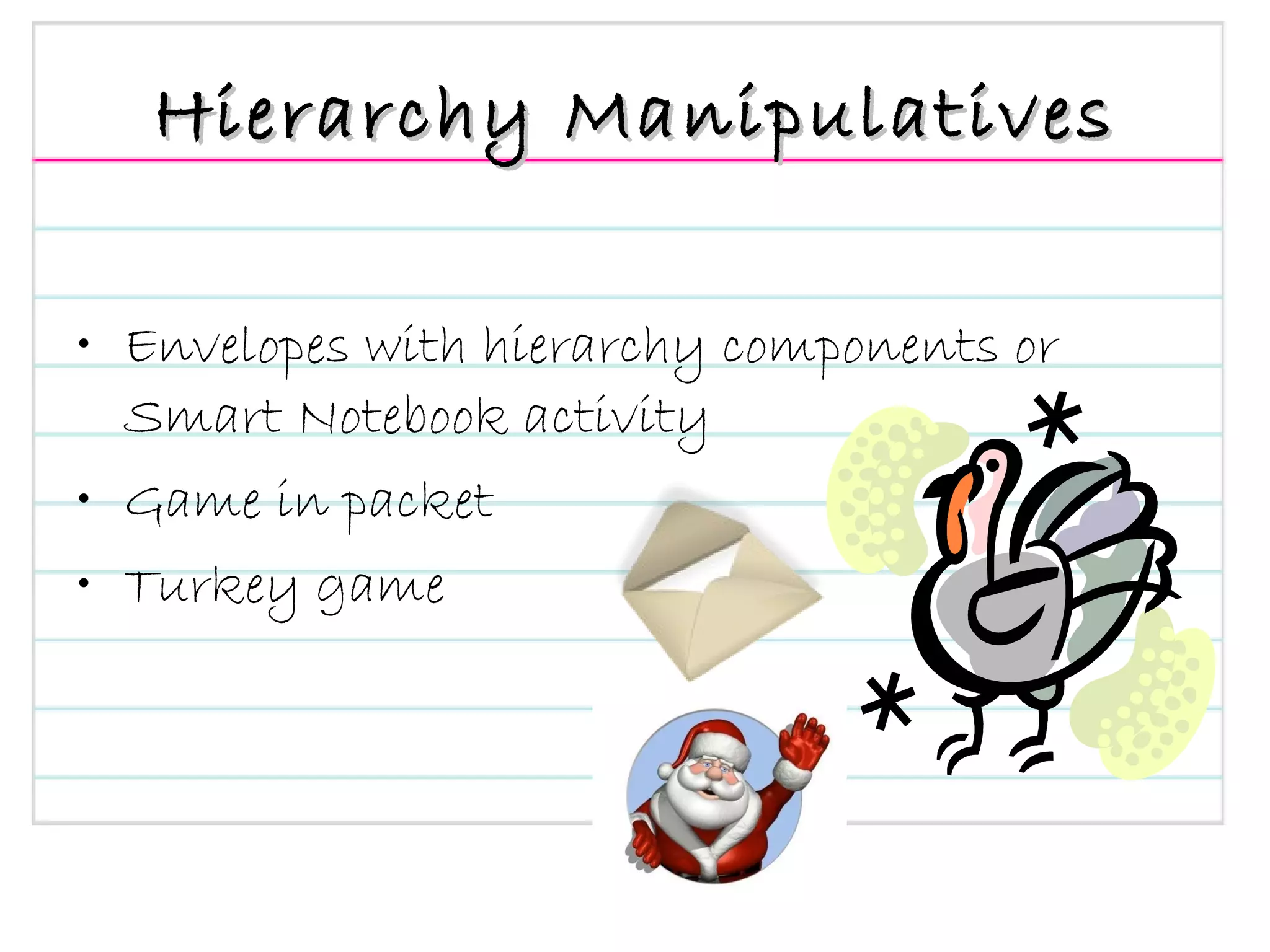 Hierarchy Manipulatives Envelopes with hierarchy components or Smart Notebook activity Game in packet Turkey game 