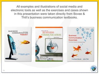 All examples and illustrations of social media and
     electronic tools as well as the exercises and cases shown
        ...