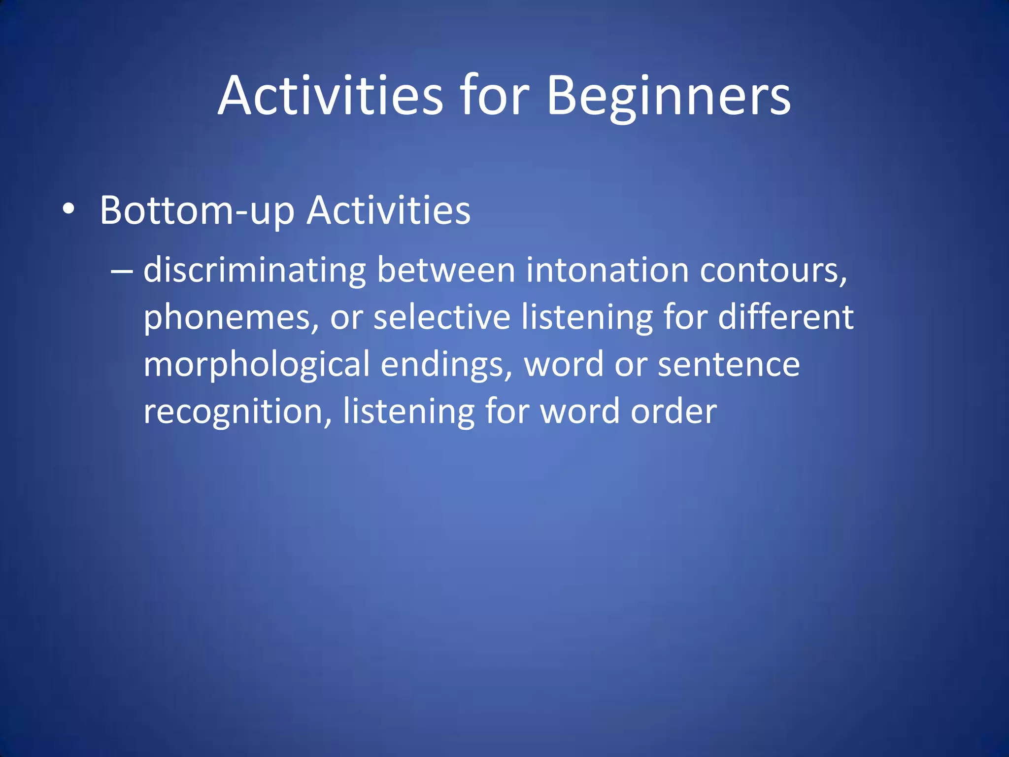 Teaching Speaking & Listening