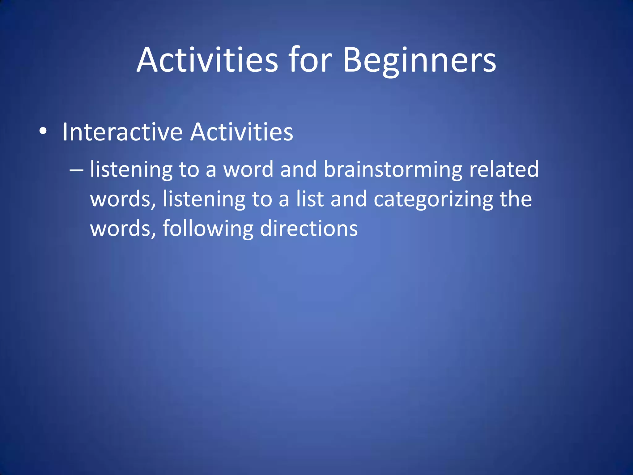 Teaching Speaking & Listening