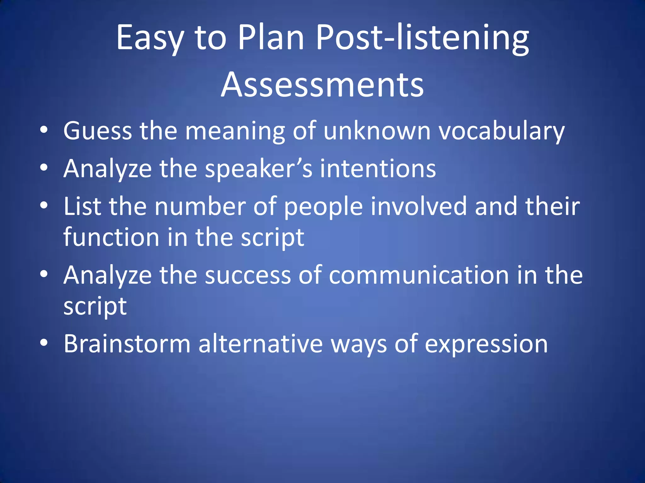 Teaching Speaking & Listening