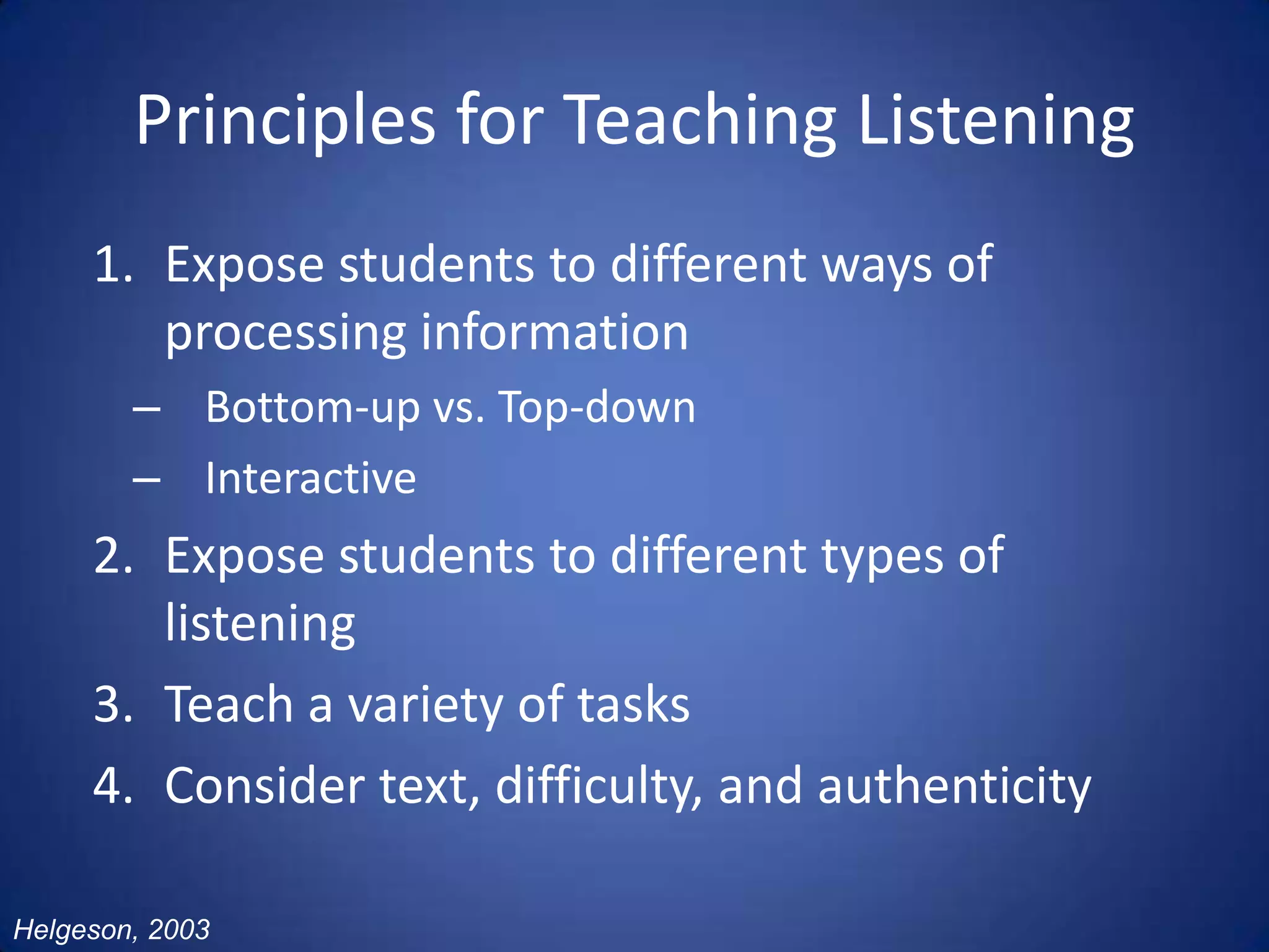 Teaching Speaking & Listening