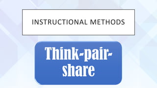 INSTRUCTIONAL METHODS
Think-pair-
share
 