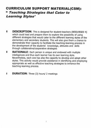 Teaching strategies to cater for different learning styles merged | PDF