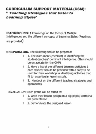 Teaching strategies to cater for different learning styles merged | PDF
