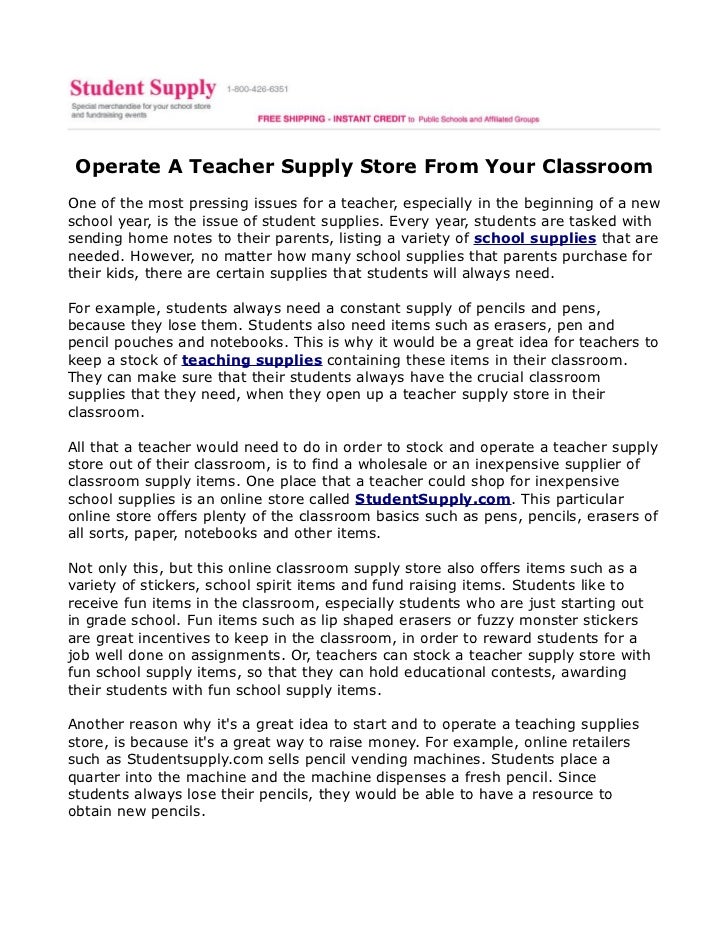 Operate a Teacher Supply Store From Your Classroom
