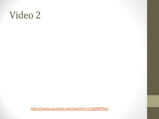 Video 2

http://www.youtube.com/watch?v=EjJg9NfTXos

 