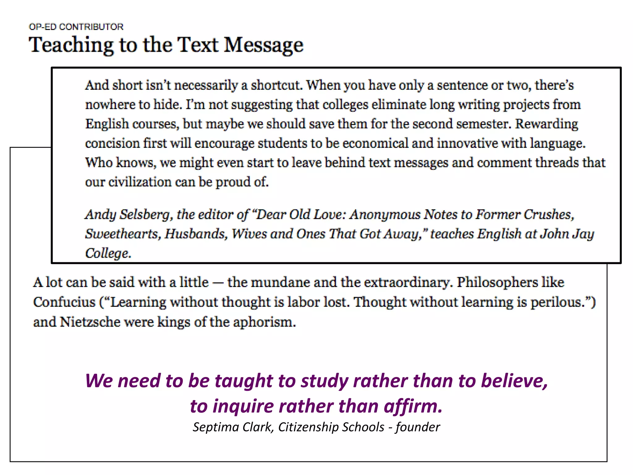 Engendering CompetenceCATshttp://www.youtube.com/watch?v=Pk7yqlTMvp8Classroom AssessmentTechniques