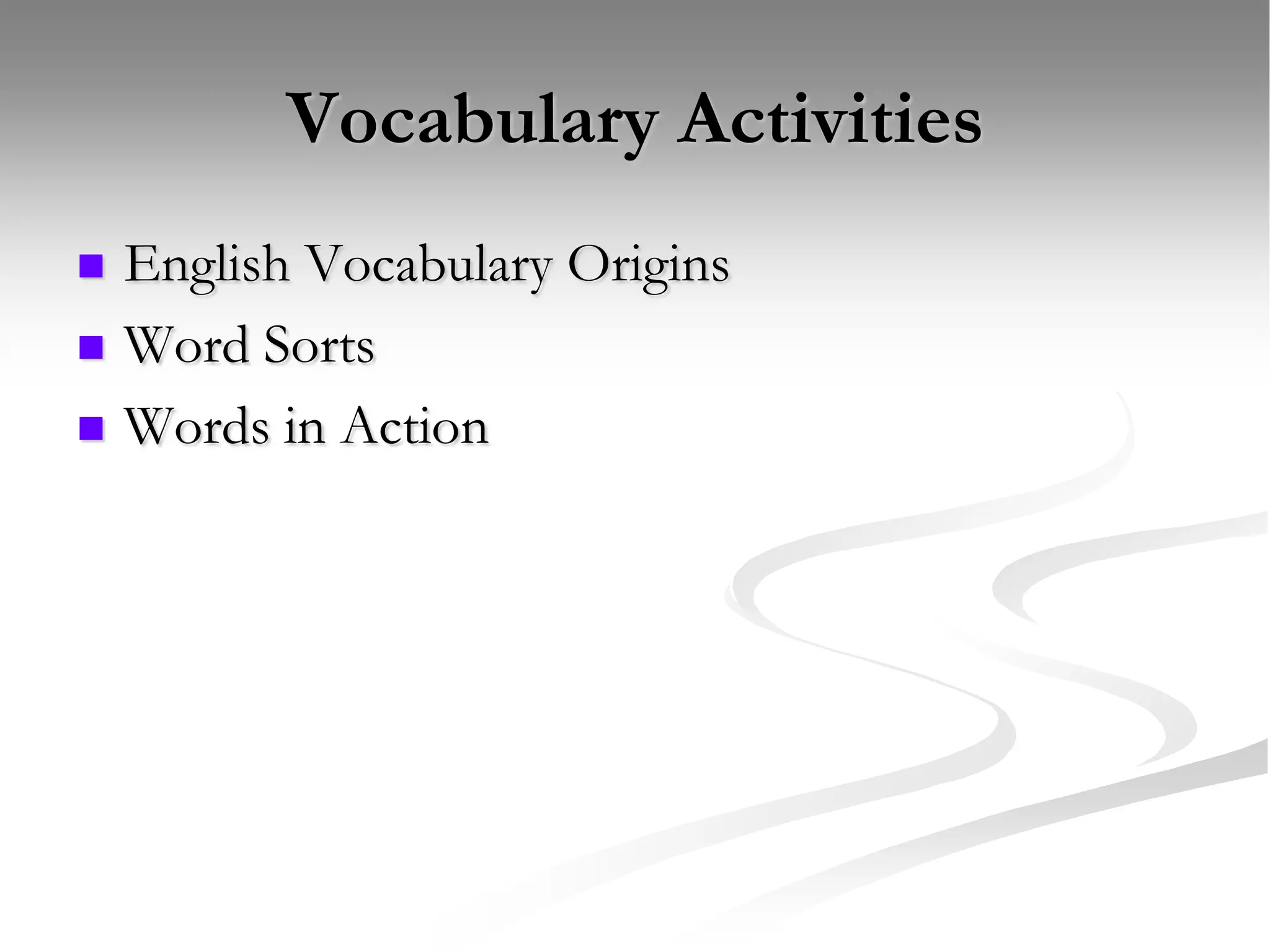 Vocabulary ActivitiesEnglish Vocabulary OriginsWord SortsWords in Action