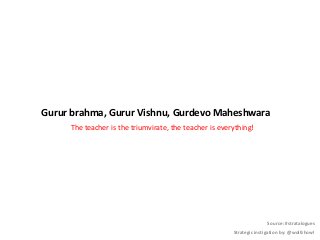 Gurur brahma, Gurur Vishnu, Gurdevo Maheshwara
The teacher is the triumvirate, the teacher is everything!
Source: #stratalogues
Strategic instigation by: @wolfzhowl
 