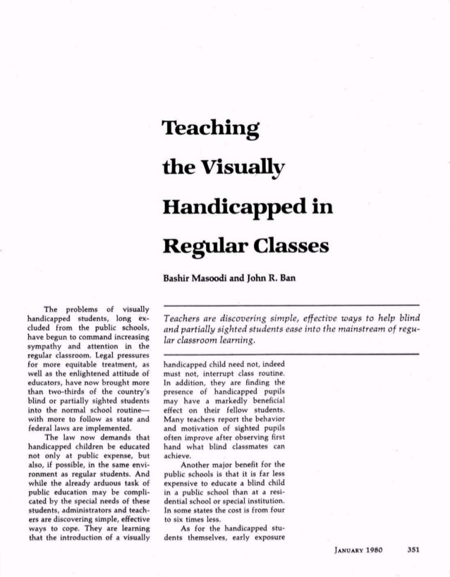 Teaching The Visually Handicapped In Regular Classes - 