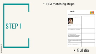 SLIDESMANIA.COM
STEP 1
● 5 al día
• PEA matching strips
 