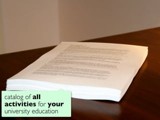 catalog of all
activities for your
university education
 