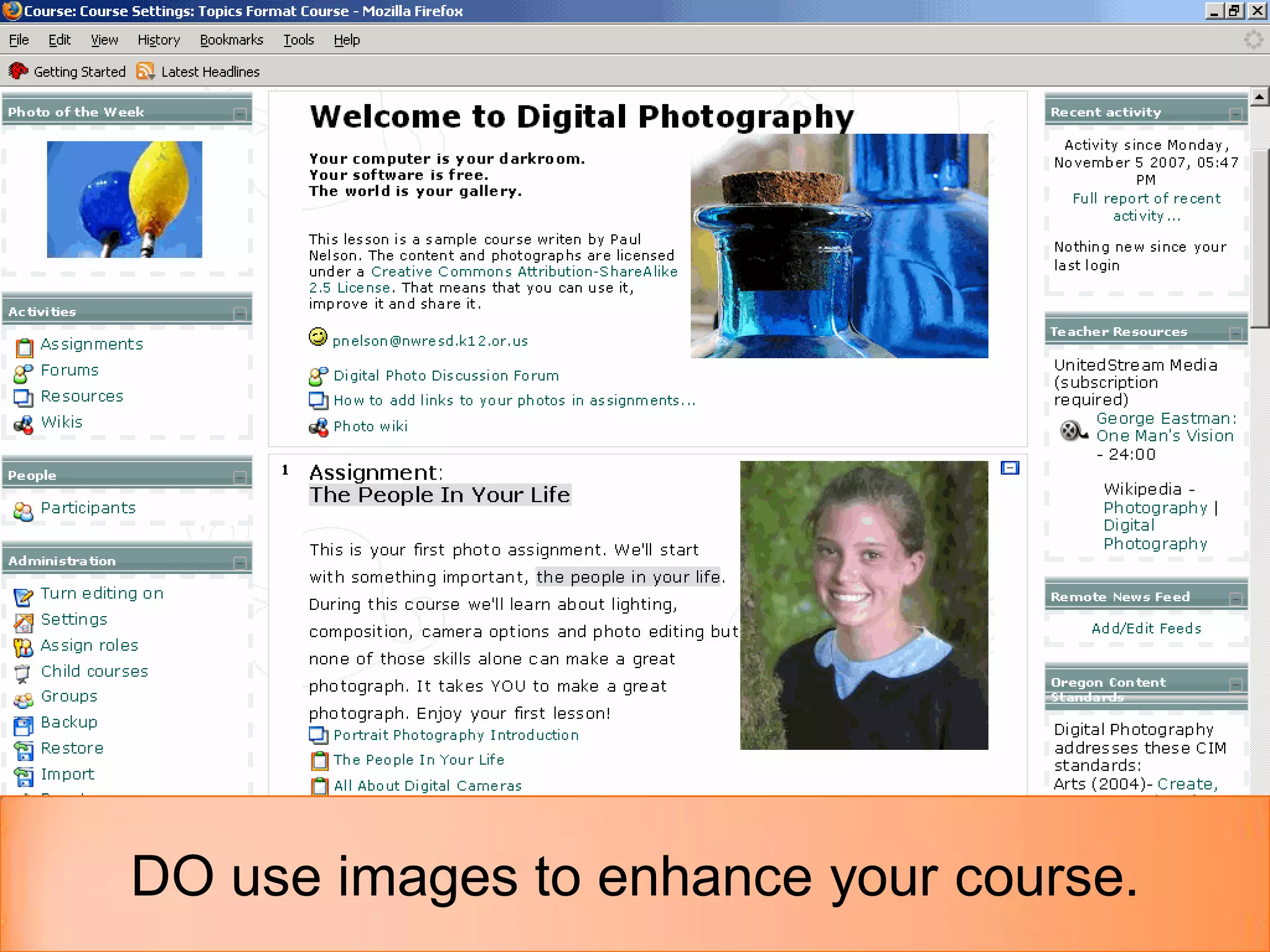 DO use images to enhance your course.