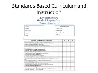 Standards-Based Curriculum and
Instruction
 