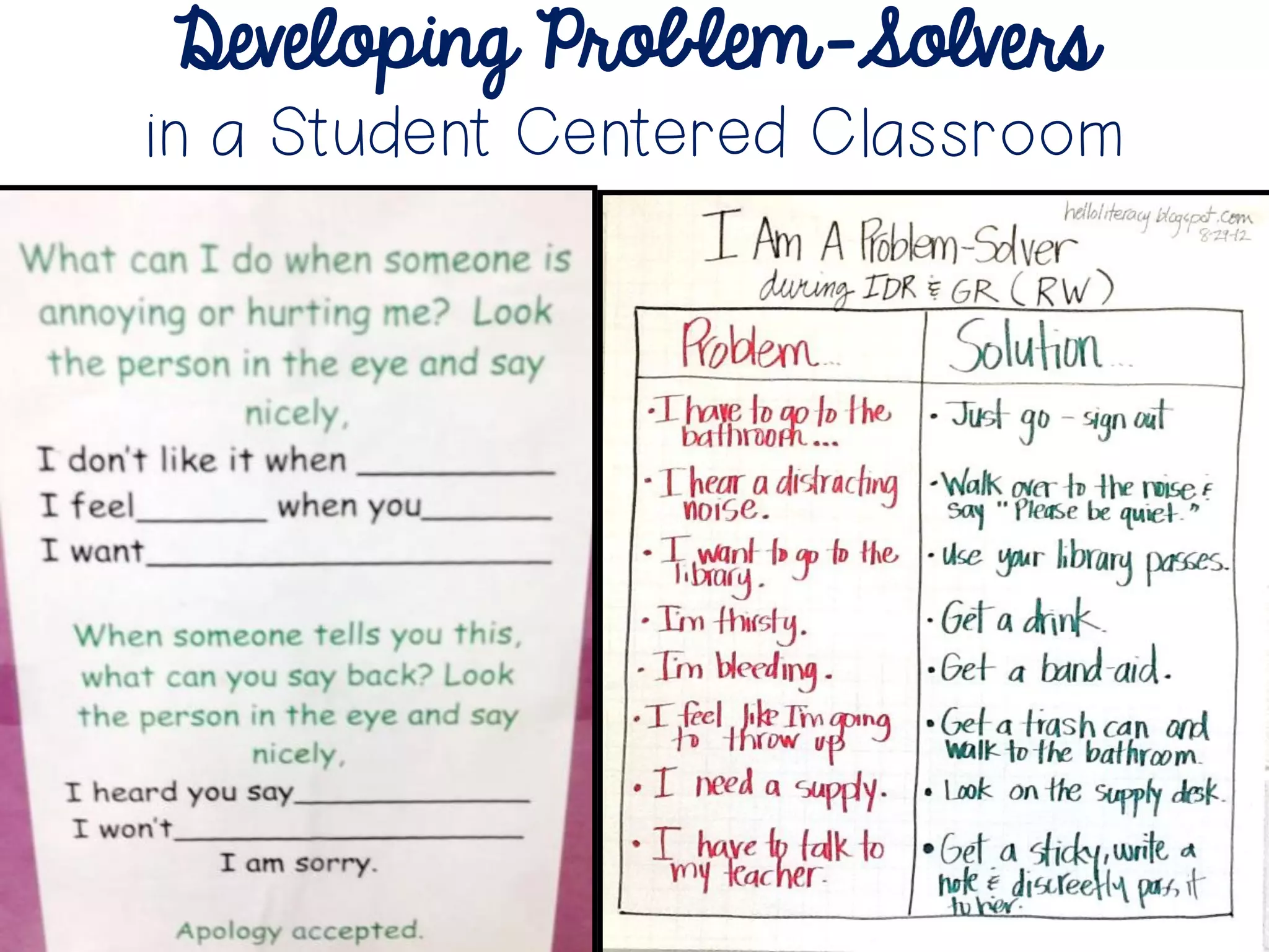 Developing Problem-Solvers
in a Student Centered Classroom
Problem Solving
Framework
 