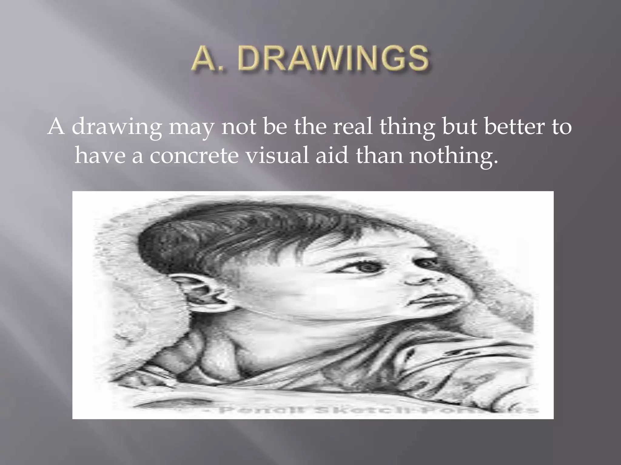 A drawing may not be the real thing but better to
have a concrete visual aid than nothing.
 