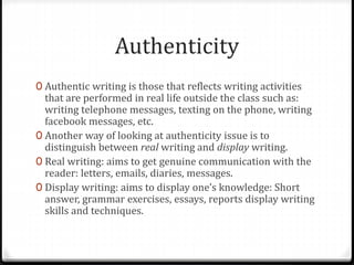 Authentic Writing Style Example Teaching writing | PPTX