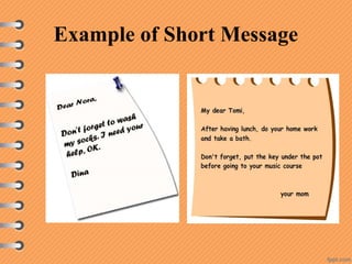 Teaching Writing: Short Functional Text (Short Message and Notice) | PPT
