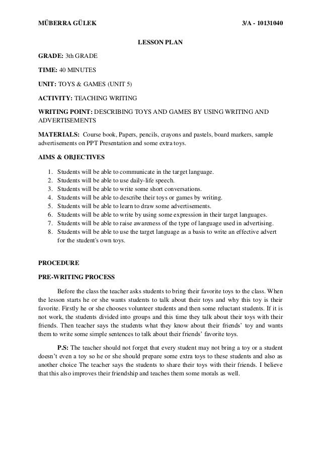 essay writing lesson plan grade 6