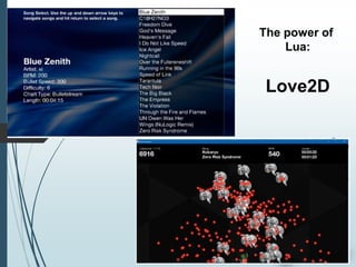 The power of
Lua:
Love2D
 