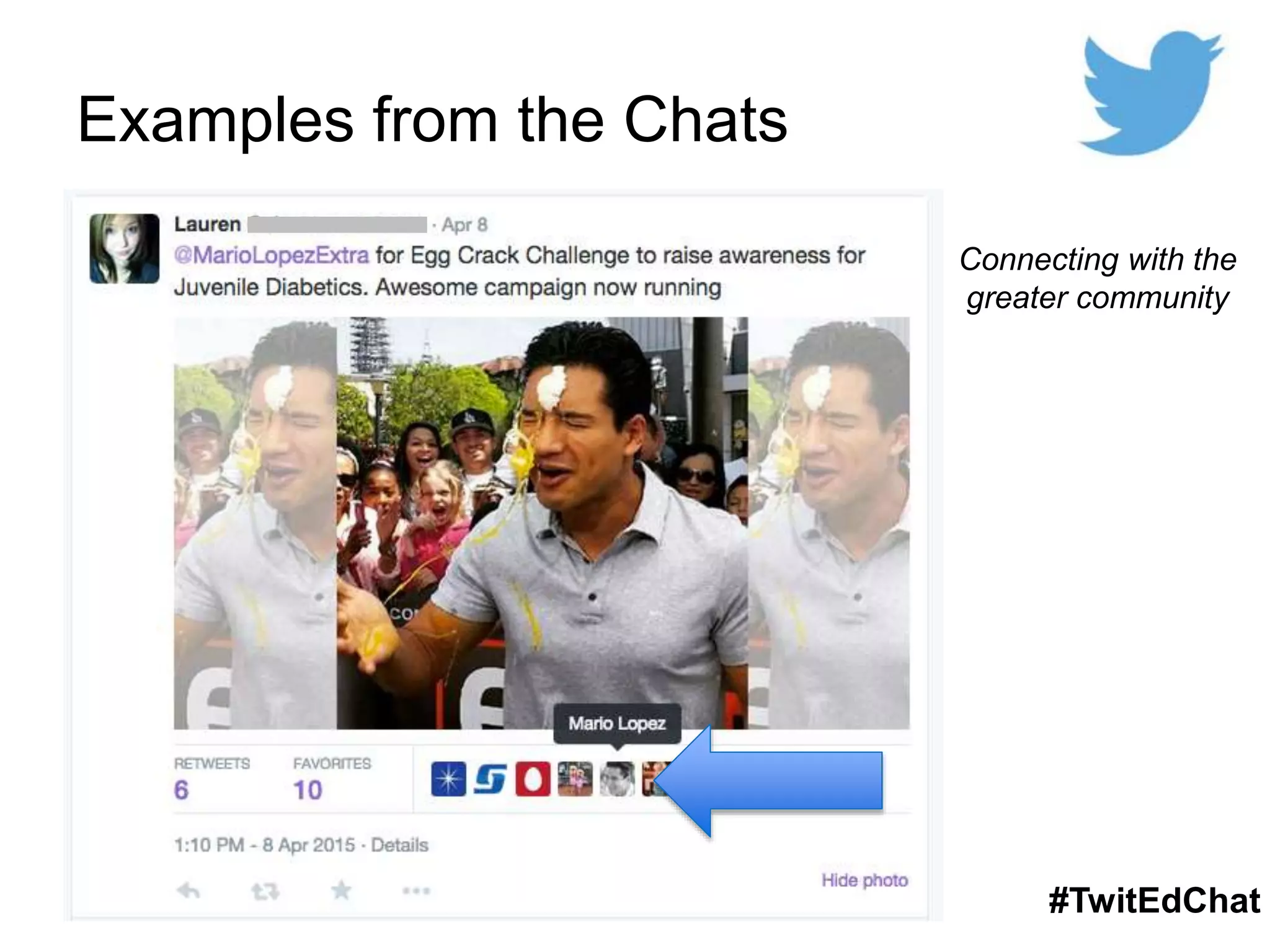 Examples from the Chats
#TwitEdChat
Connecting with the
greater community
 