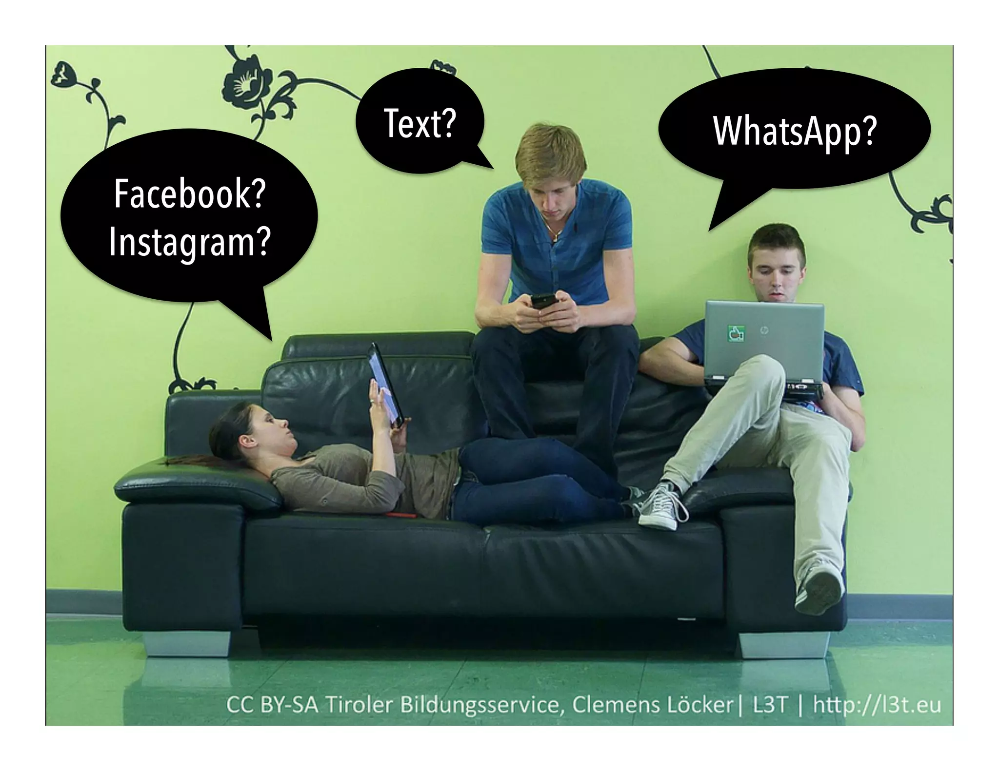 Facebook
Instagram
Texting
Whatsapp
Blogging
Twitter