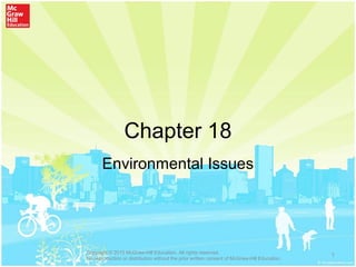 Chapter 18
Environmental Issues
1Copyright © 2015 McGraw-Hill Education. All rights reserved.
No reproduction or distribution without the prior written consent of McGraw-Hill Education.
 