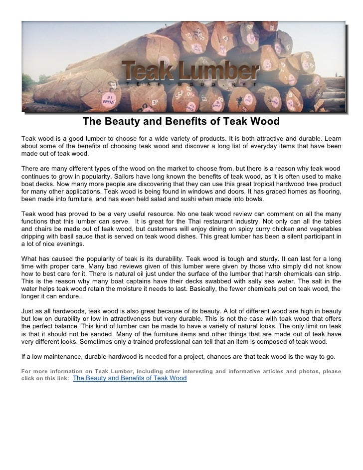 The Beauty and Benefits of Teak Wood