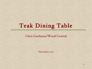 Teak Dining Table Chris Gochnour/Wood Central November 2011 