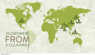 20 GROWERS
FROM9 COUNTRIES
Tuesday, February 5, 13