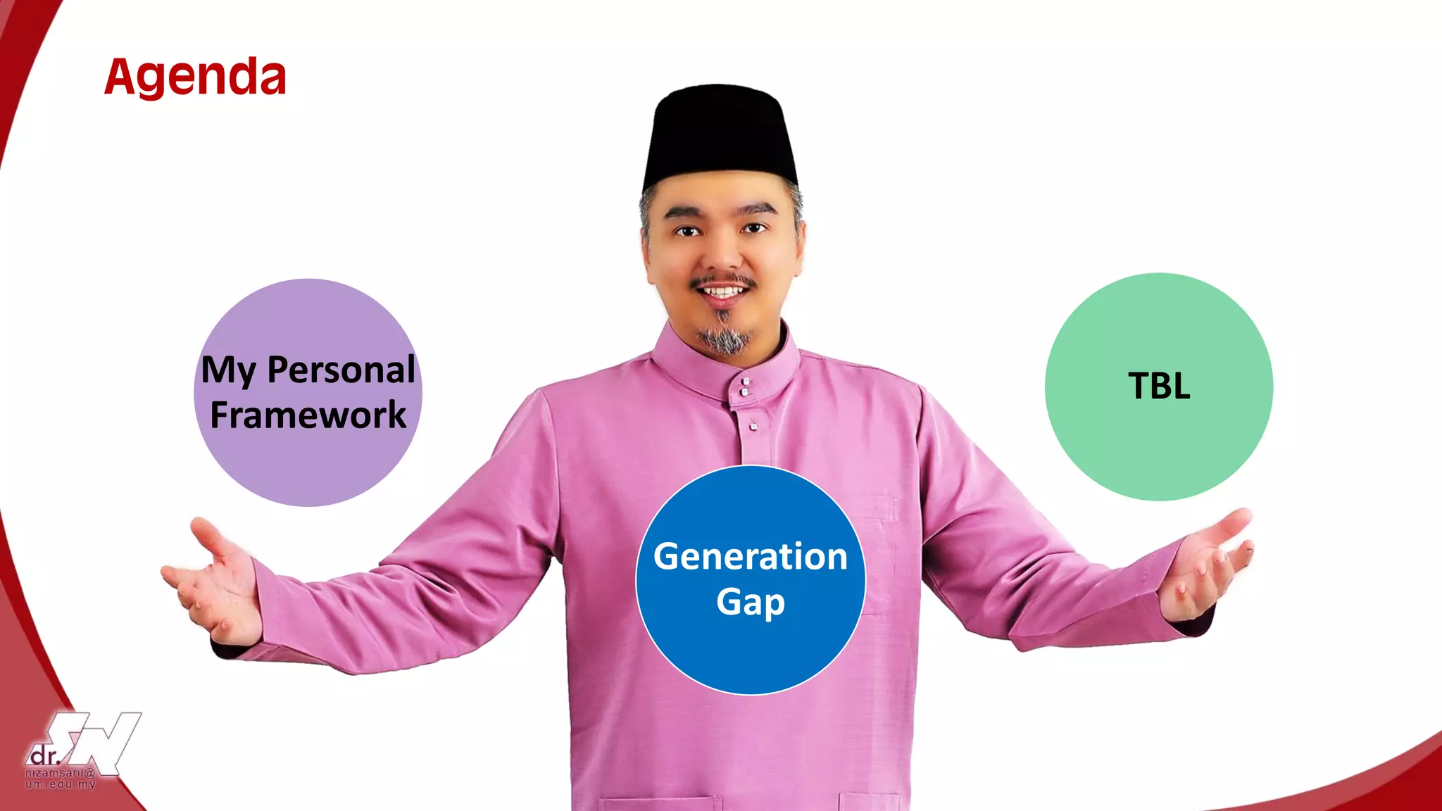 Agenda
Generation
Gap
My Personal
Framework
TBL
 