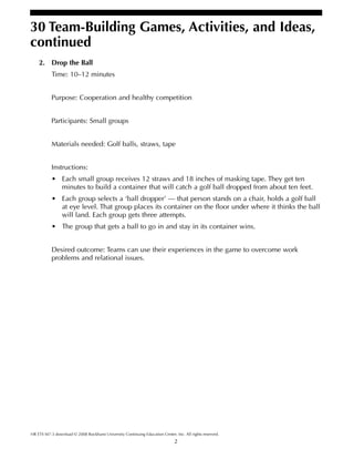 Team building gamesactivitiesideas | PDF
