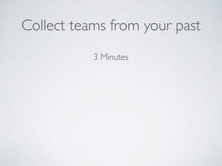 Collect teams from your past
3 Minutes
 