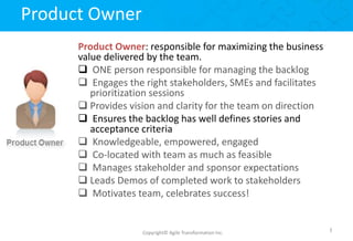Module Owner In Agile Agile Team structure-roles | PPTX