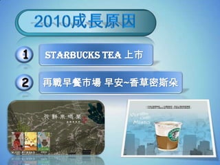 1   Starbucks Tea 上市

2   再戰早餐市場 早安~香草密斯朵
 