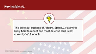Fall 2022 | Technology, Innovation, and Great Power Competition 12
Key Insight #1
The breakout success of Anduril, SpaceX,...