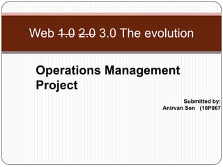 Web 1.02.0 3.0 The evolution Operations Management Project Submitted by: AnirvanSen   (10P067 