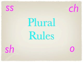 ss            ch
     Plural
     Rules
sh            o
 
