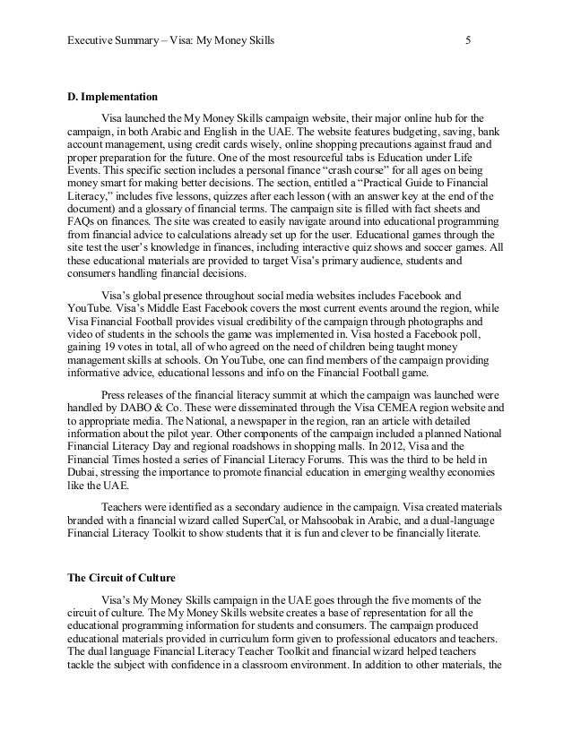 Executive Summary Example Executive Summary Template